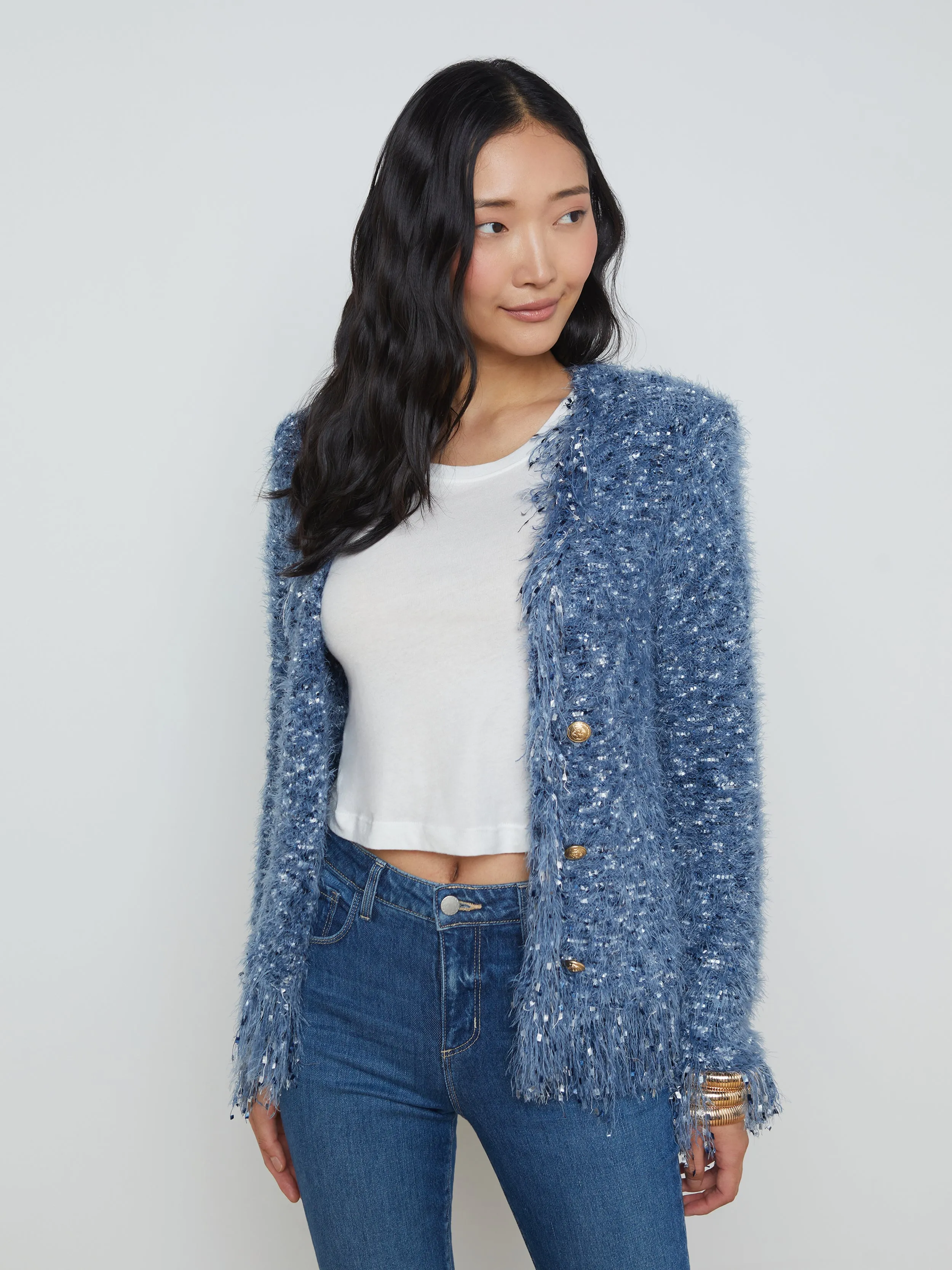 Azure Fringe Cardigan Blazer