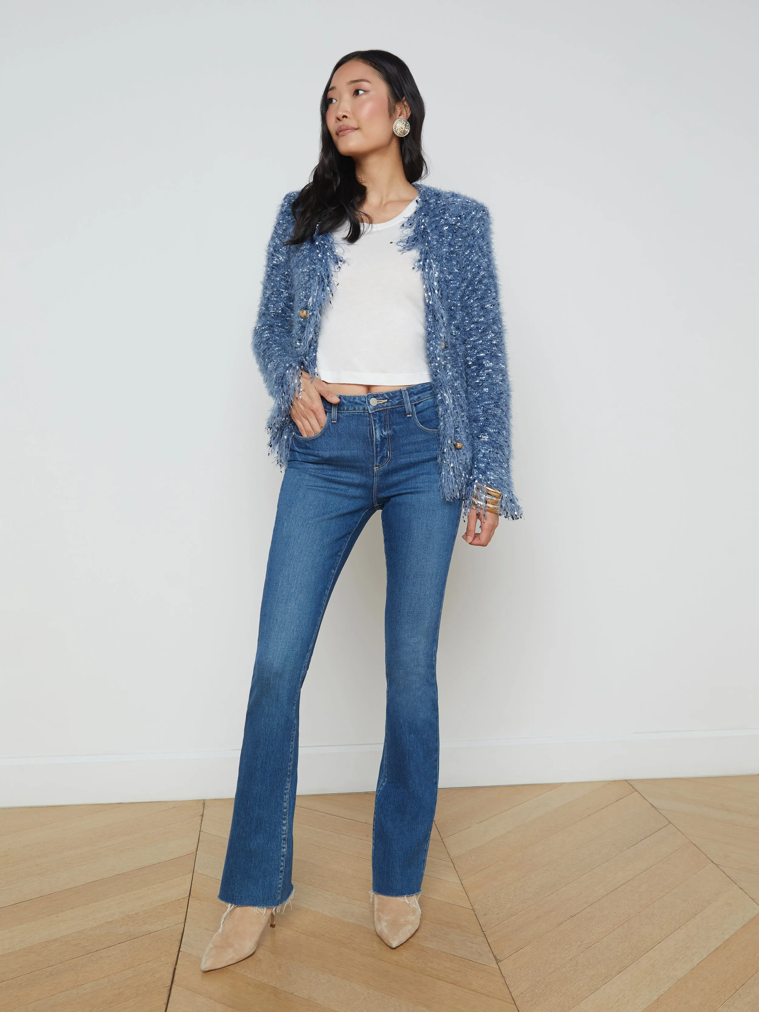 Azure Fringe Cardigan Blazer