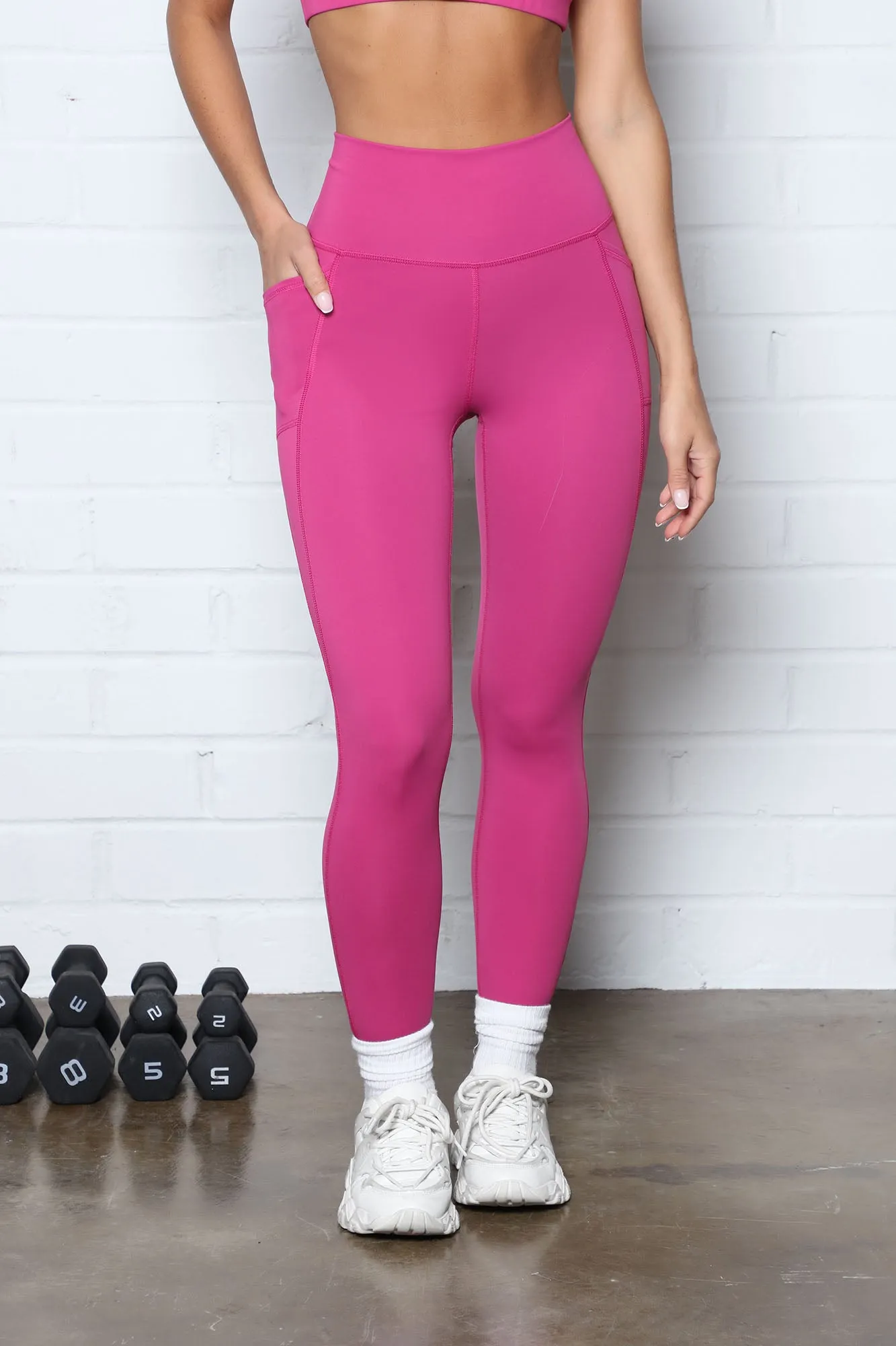 Back To It Active Ankle Legging In Power Flex - Raspberry