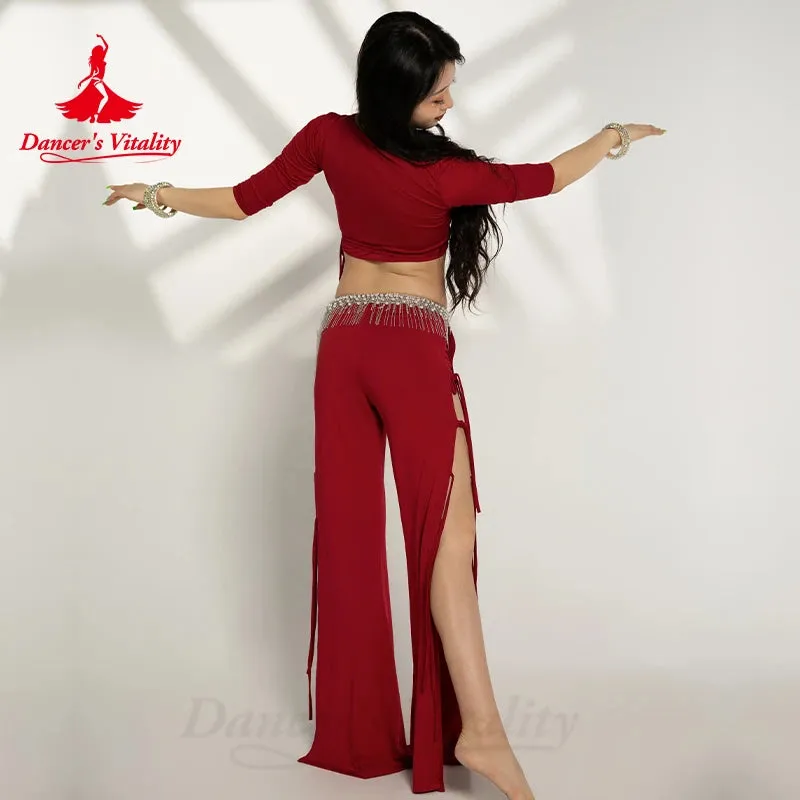 Bellydance Clothing Customized Long Sleeved Top Light Luxury Diamond Pants Oriental Dance Professional Performance Clothing