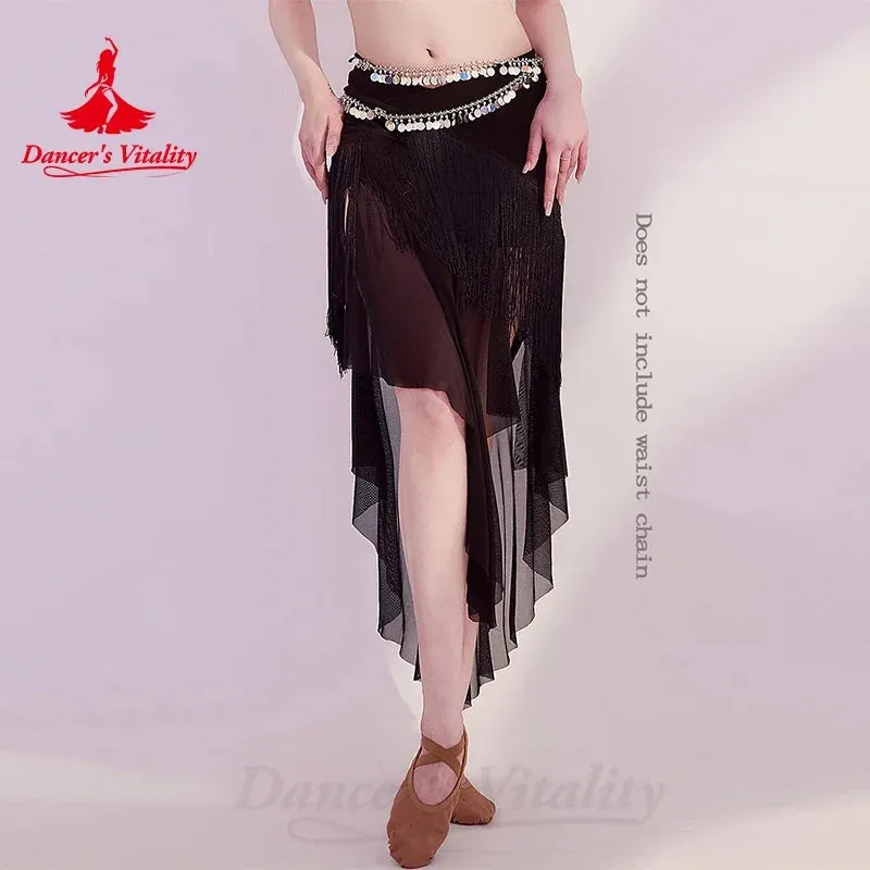 BellyDance Clothing  Women's Customized Irregular Water Yarn Tassel Short Skirt Oriental Dance Professional Practice Clothes