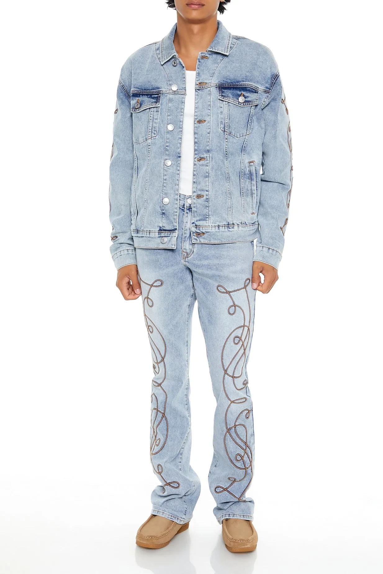 Blouson en denim avec motif brodé