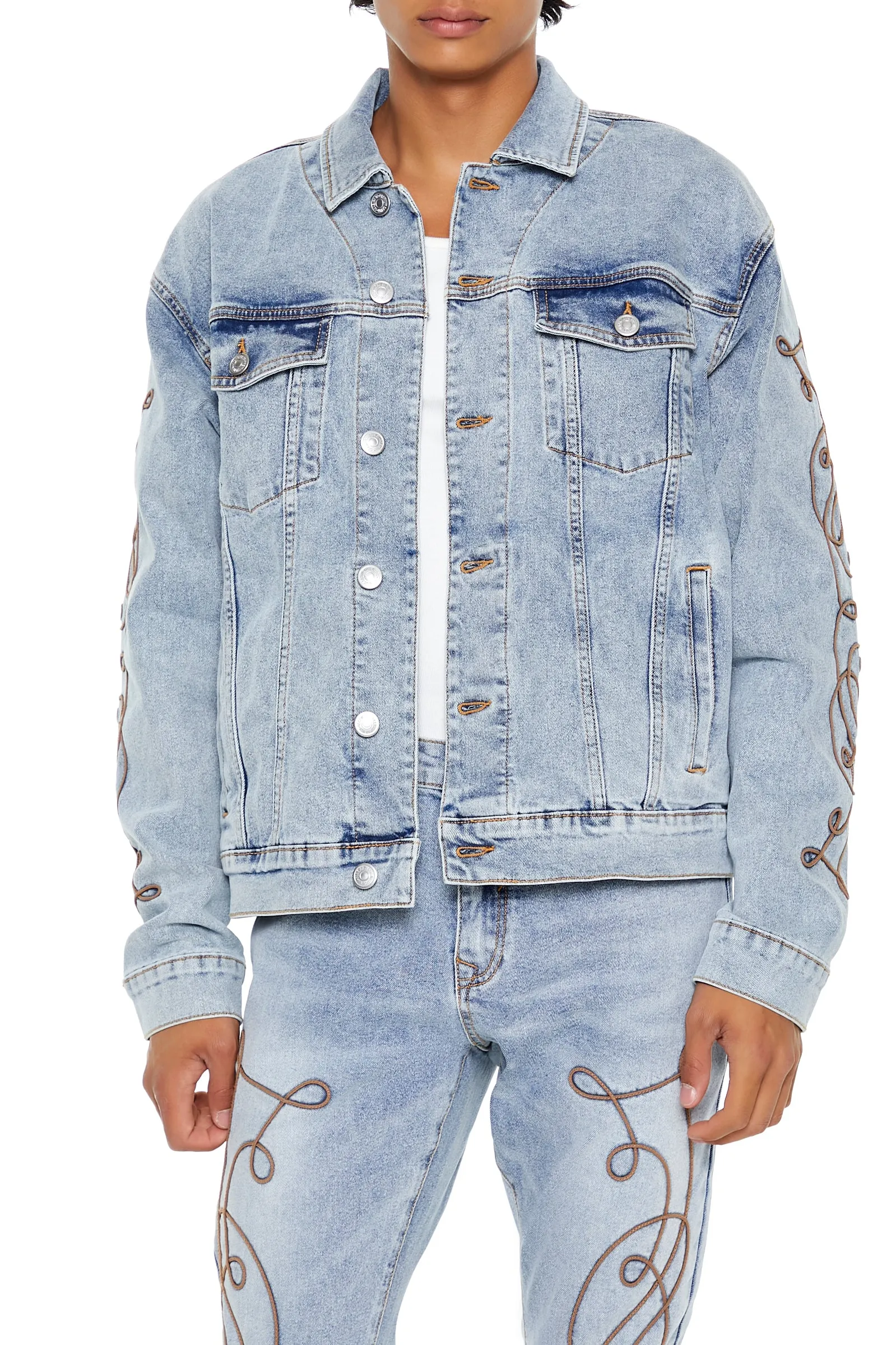 Blouson en denim avec motif brodé