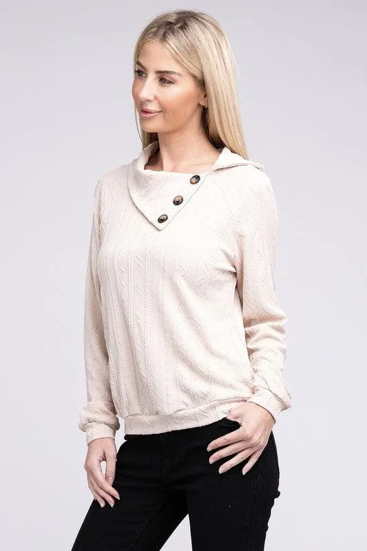 Collared Raglan Long Sleeve Top