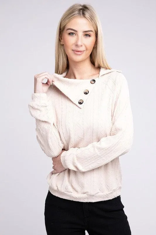 Collared Raglan Long Sleeve Top