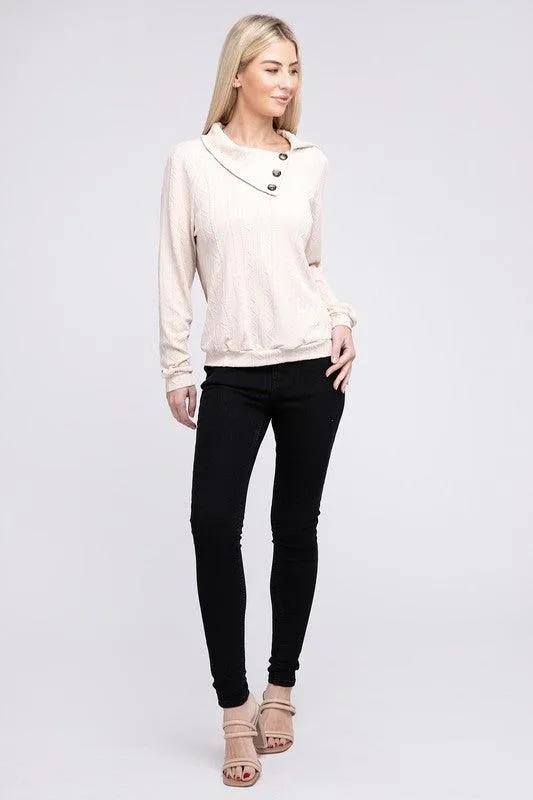 Collared Raglan Long Sleeve Top