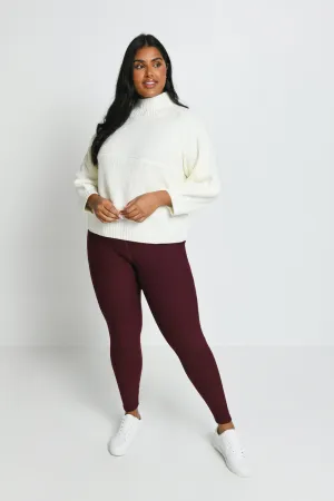 Curve Winter Everyday High Waisted Leggings - Burgundy