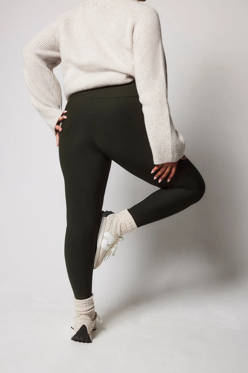 Curve Winter Everyday High Waisted Leggings - Deep Olive