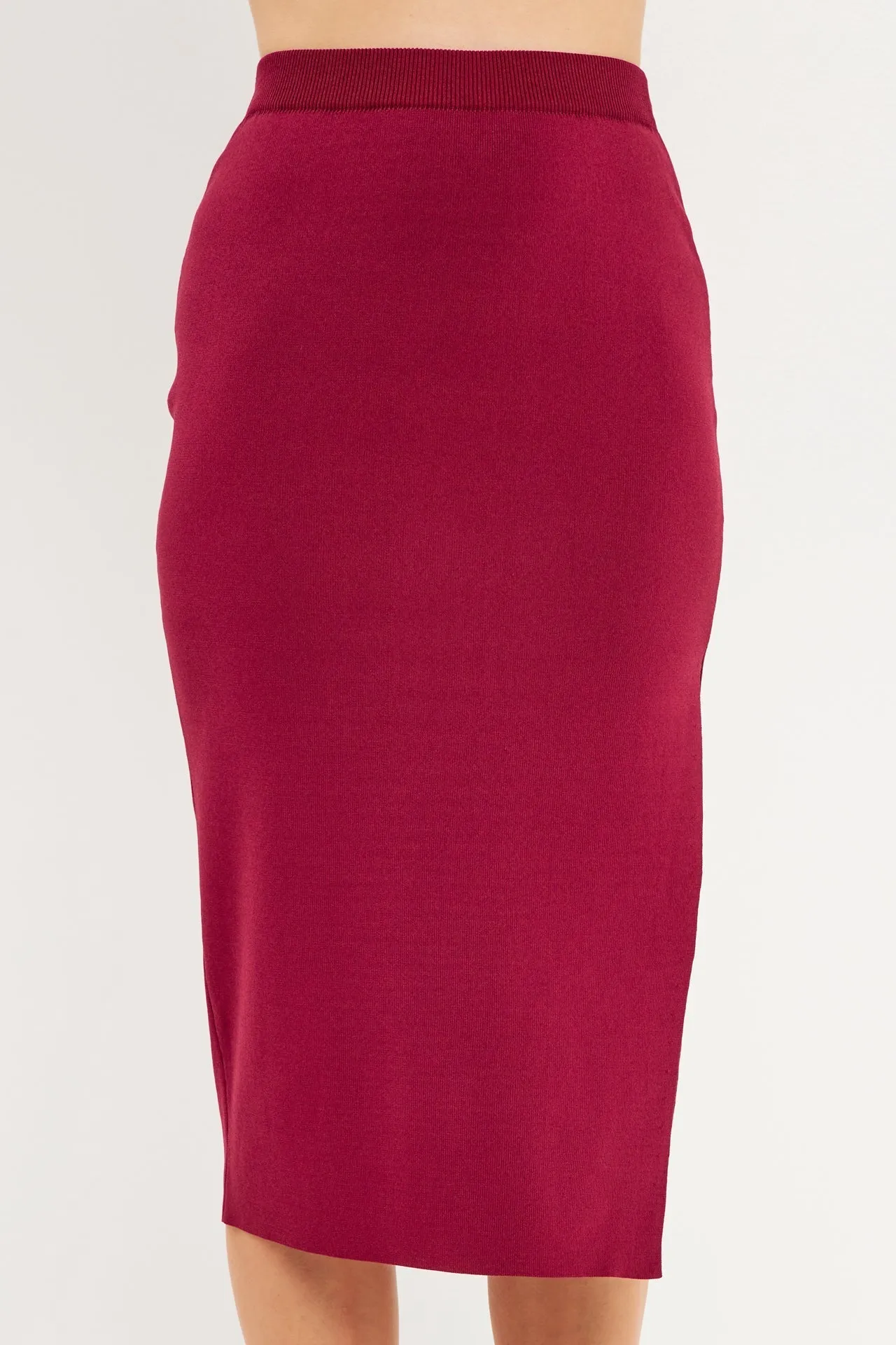 Endless Rose - Side Slit Detailed Knit Midi Skirt