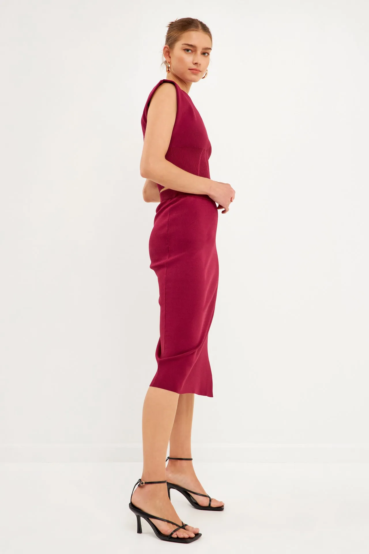 Endless Rose - Side Slit Detailed Knit Midi Skirt