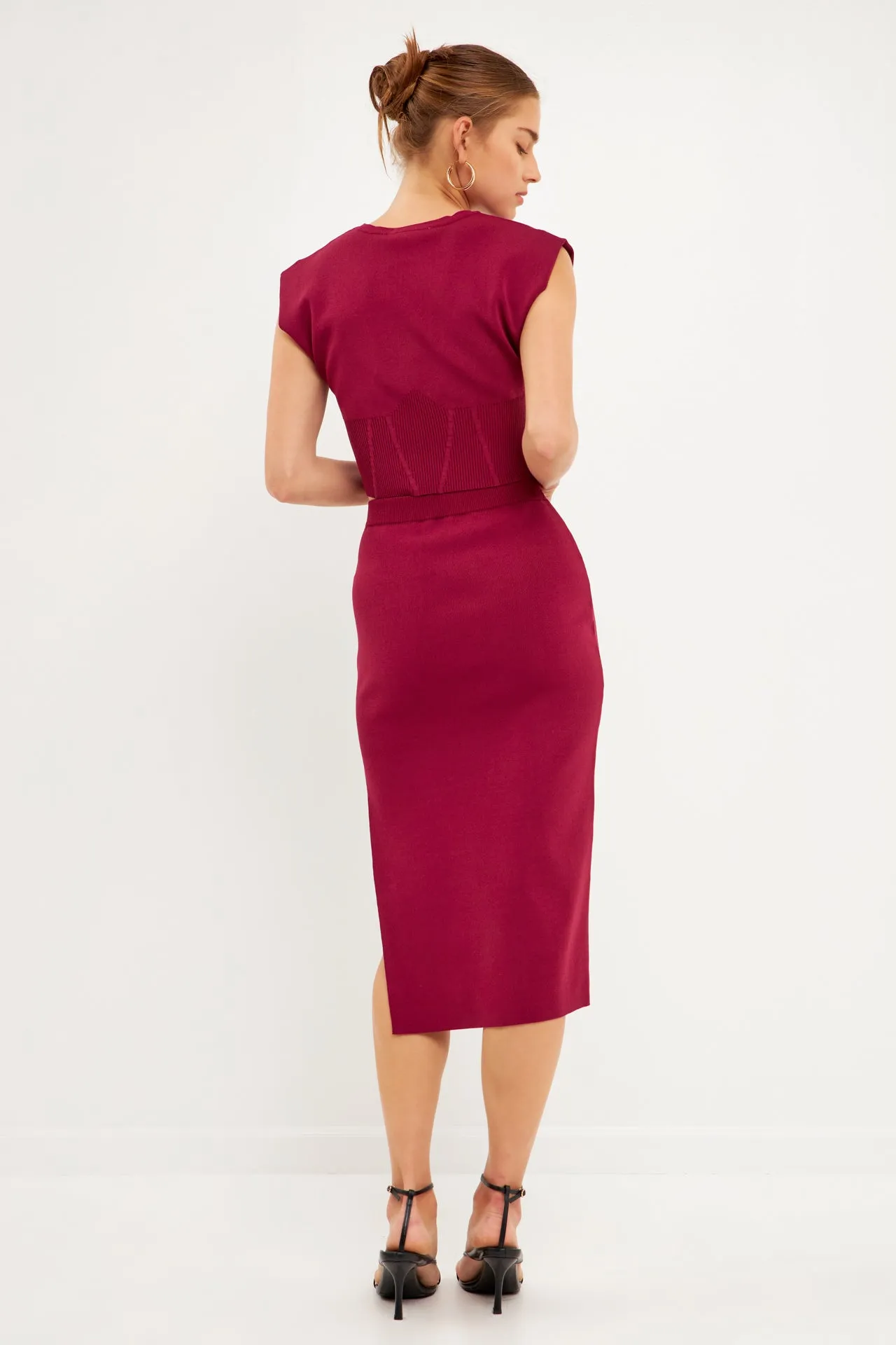 Endless Rose - Side Slit Detailed Knit Midi Skirt