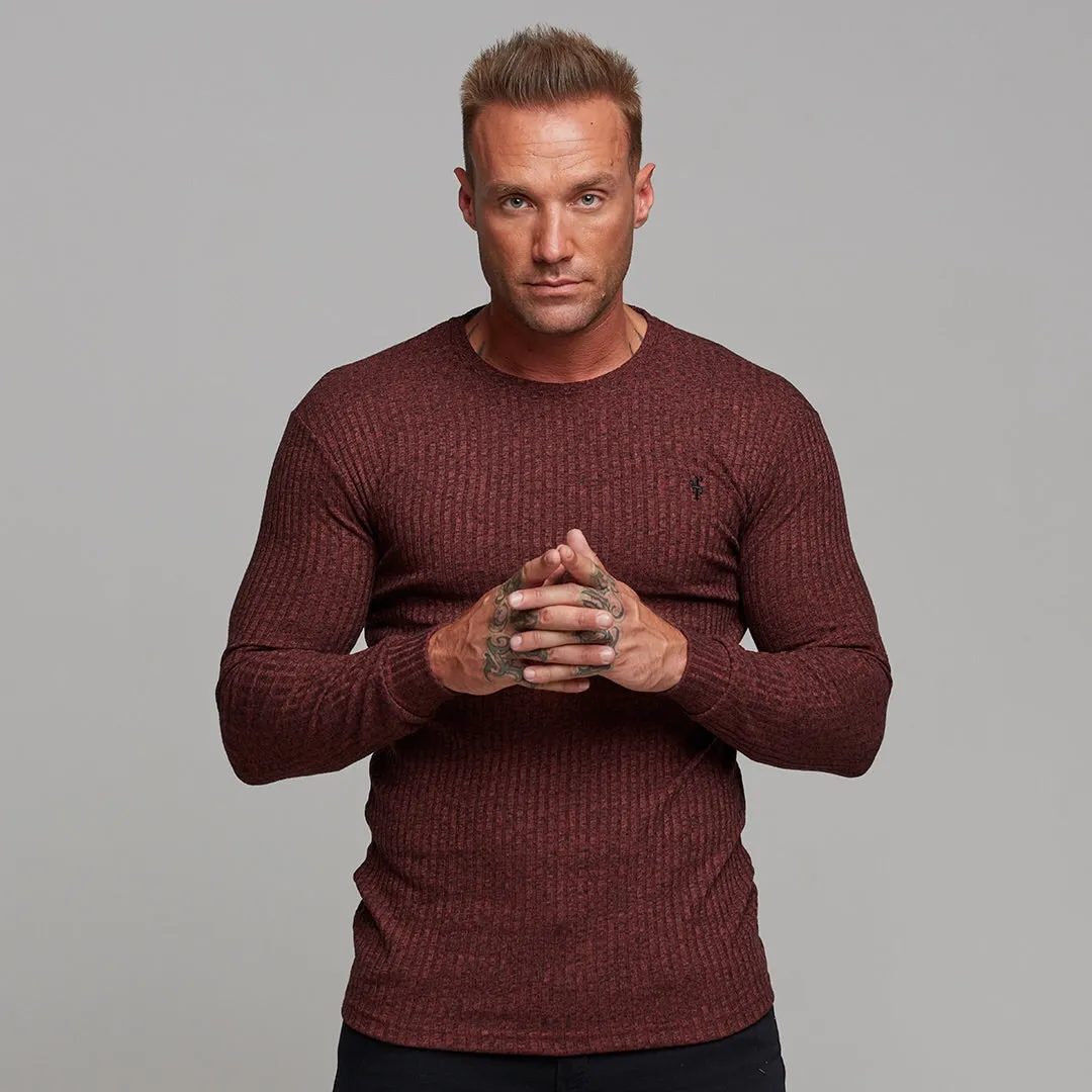 Father Sons Classic Burgundy Ribbed Knit Super Slim Crew - FSH113