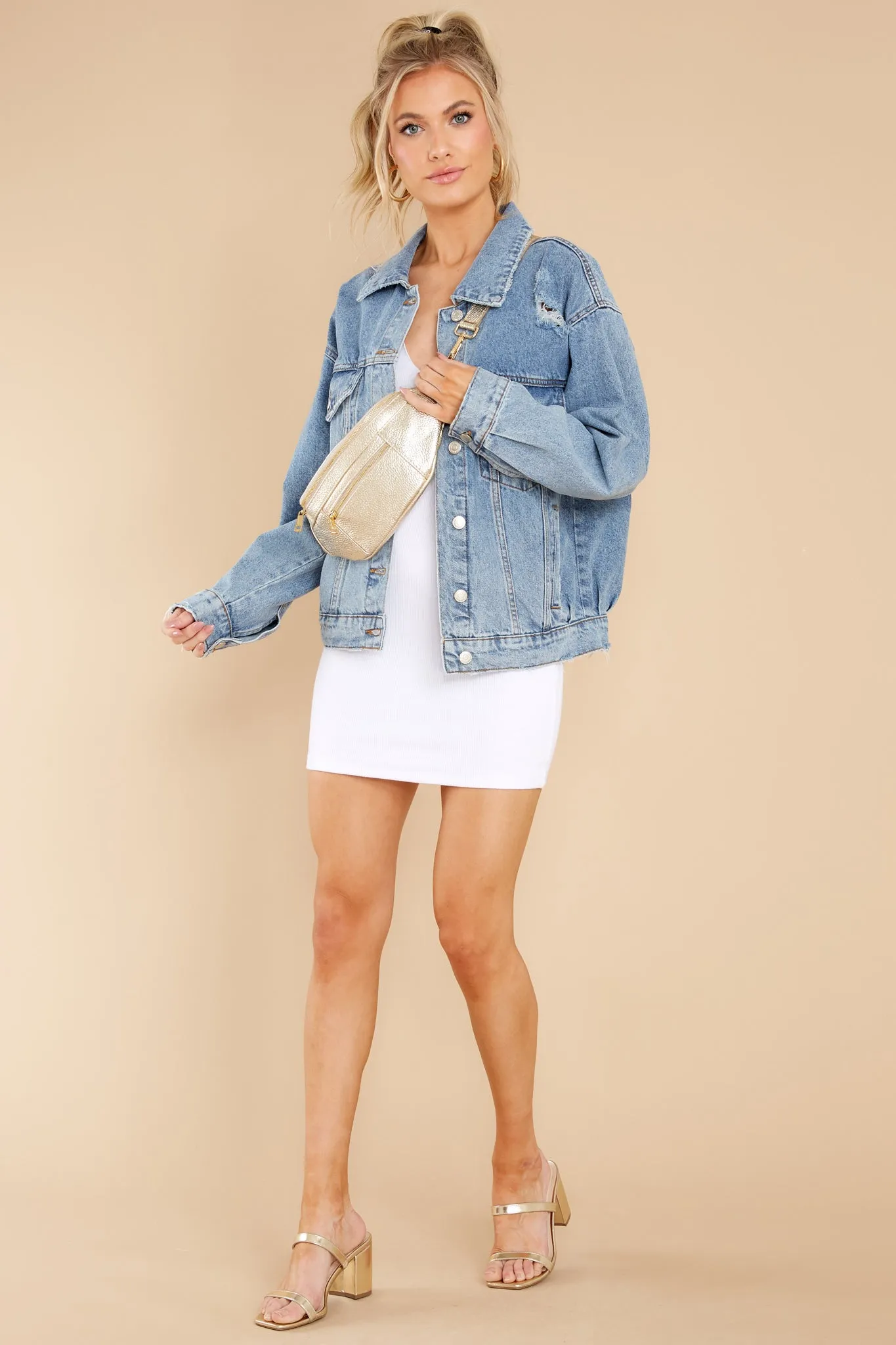 Good Spirits Medium Wash Distressed Denim Jacket