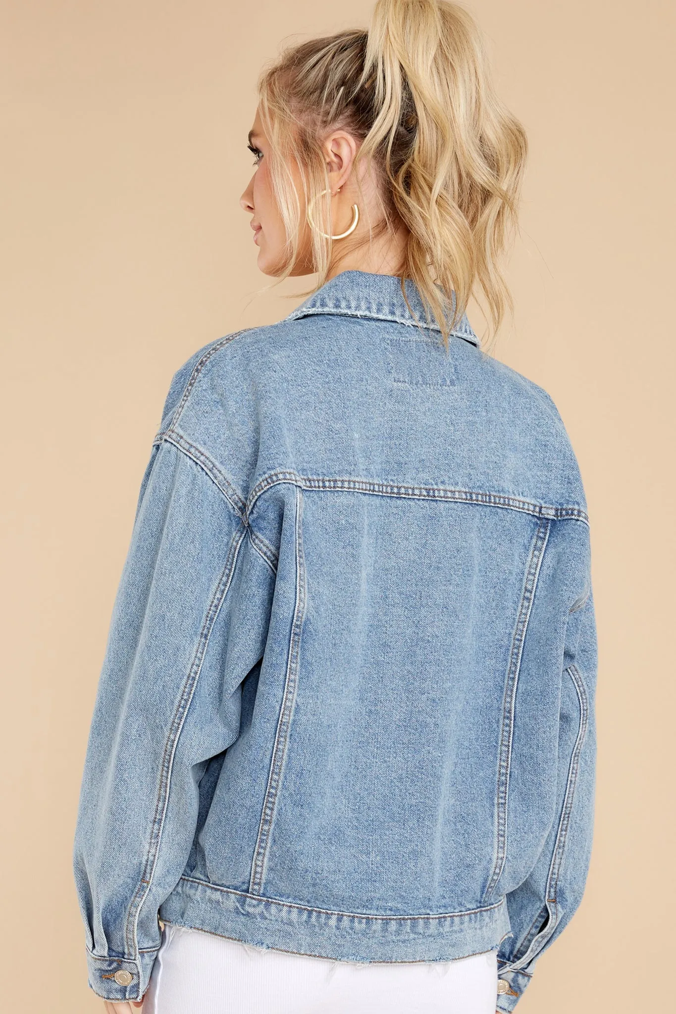 Good Spirits Medium Wash Distressed Denim Jacket