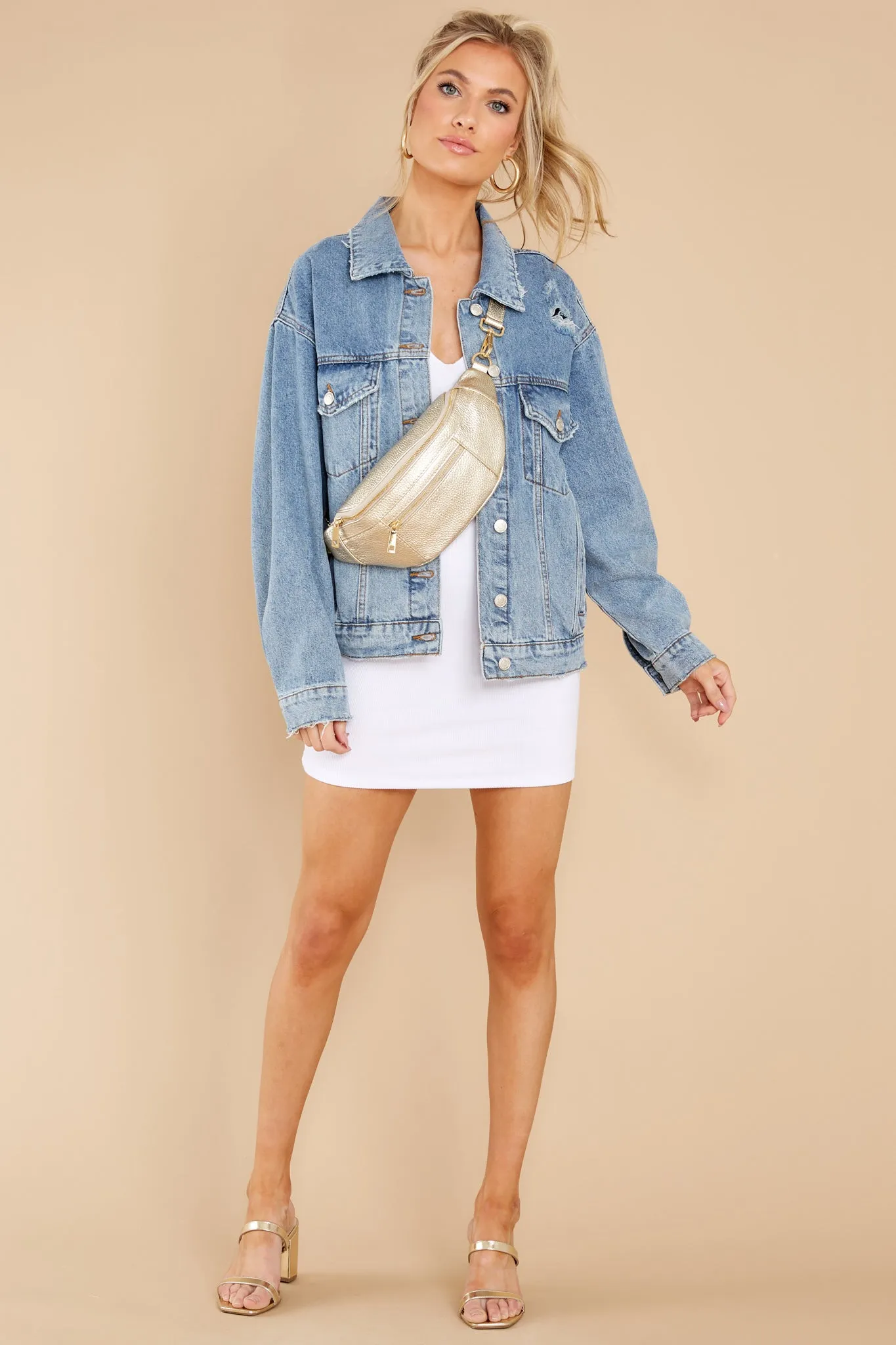 Good Spirits Medium Wash Distressed Denim Jacket