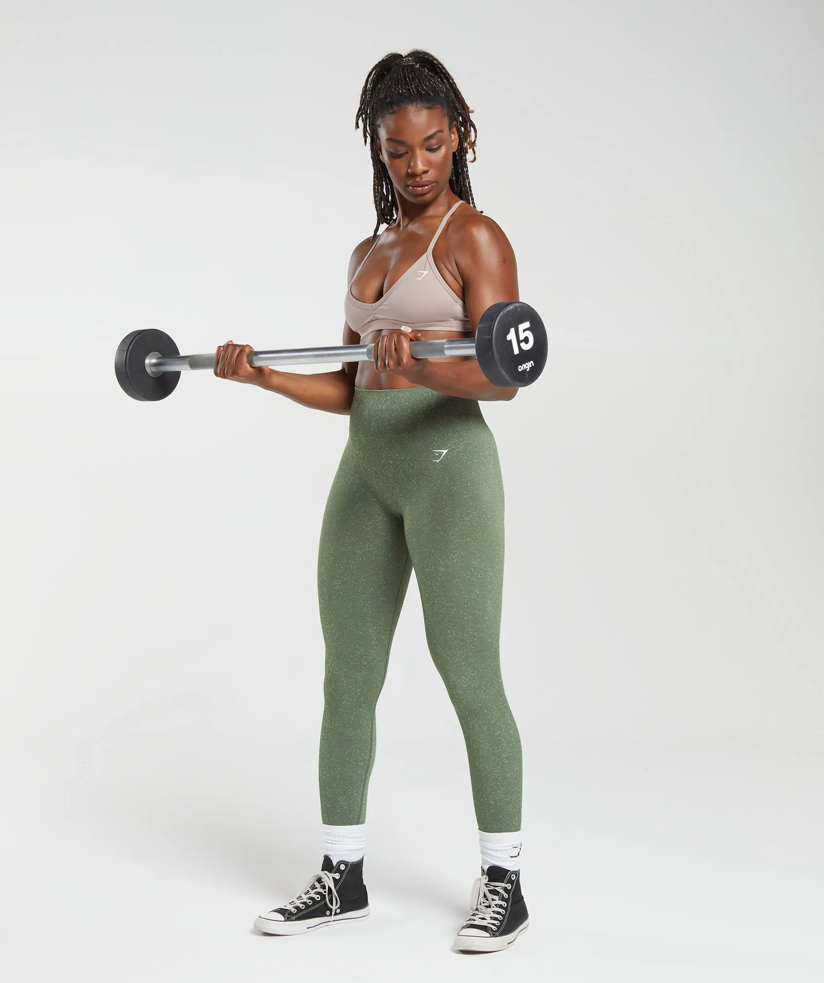 Gymshark Adapt Fleck Seamless Leggings - Dusk Green/Light Sage Green