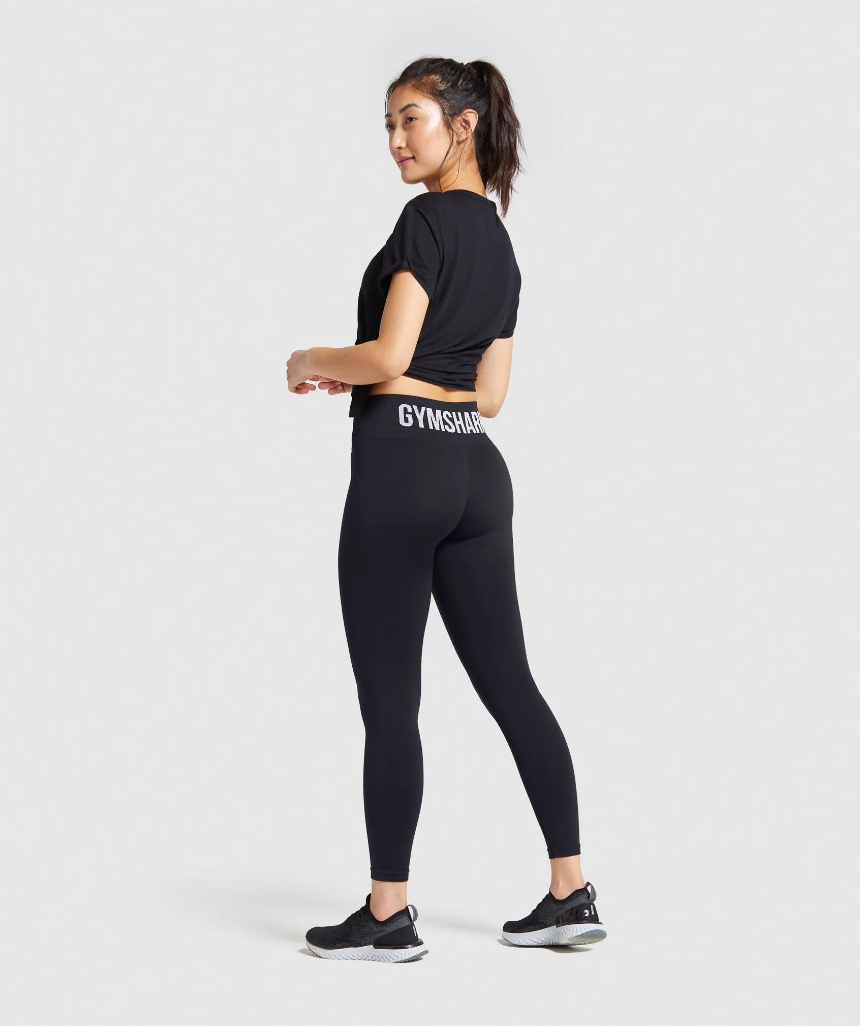 Gymshark Fit Mid Rise Leggings - Black/white