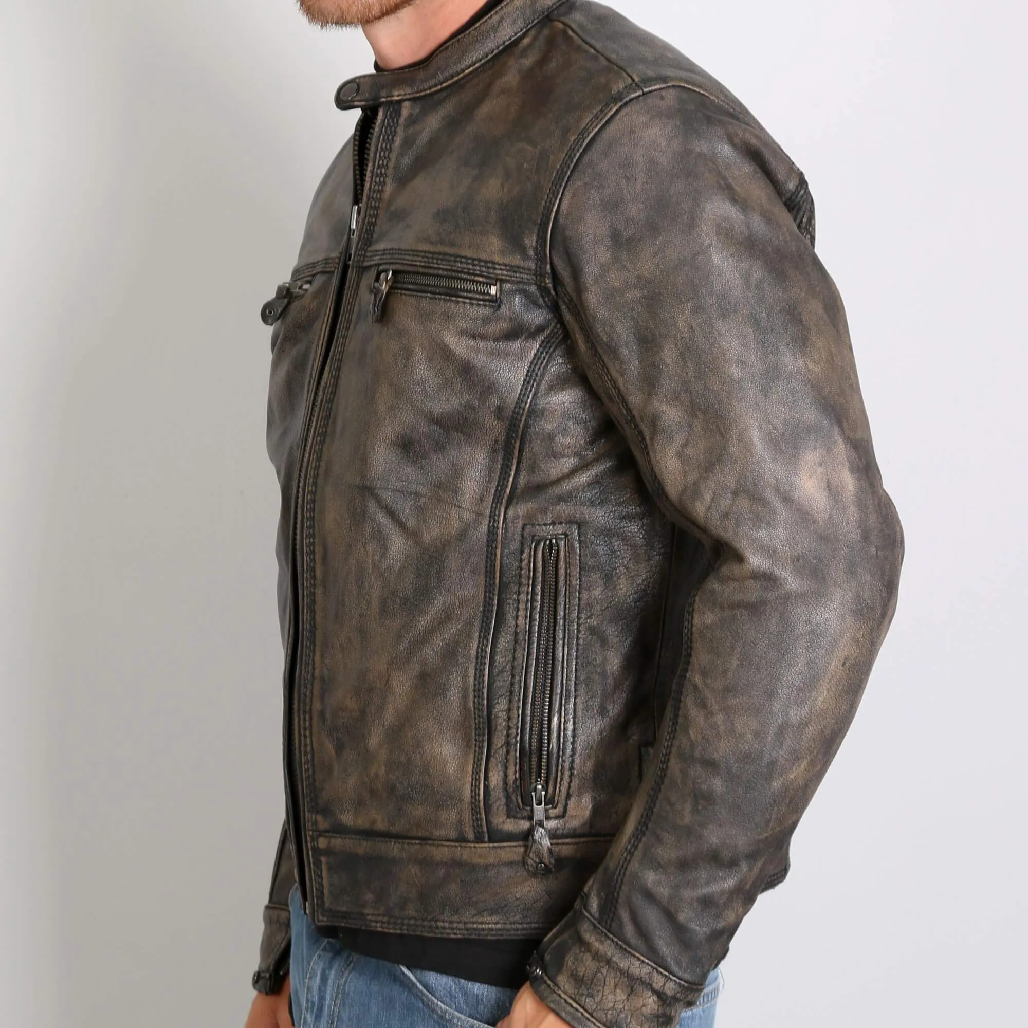 Heritage Collection Men's Distressed Brown Leather Jacket, JKM1019-HL