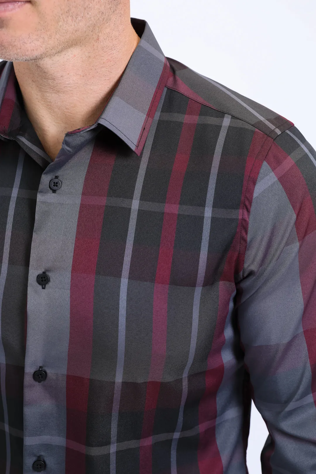 Mens Checkered Long Sleeve Black/Grey Shirt