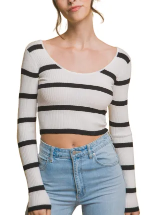 Moonbeam Crop Stripe Knit Top