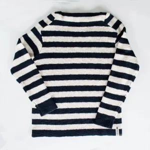 Navy & Cream Stripe Boatneck Sweater