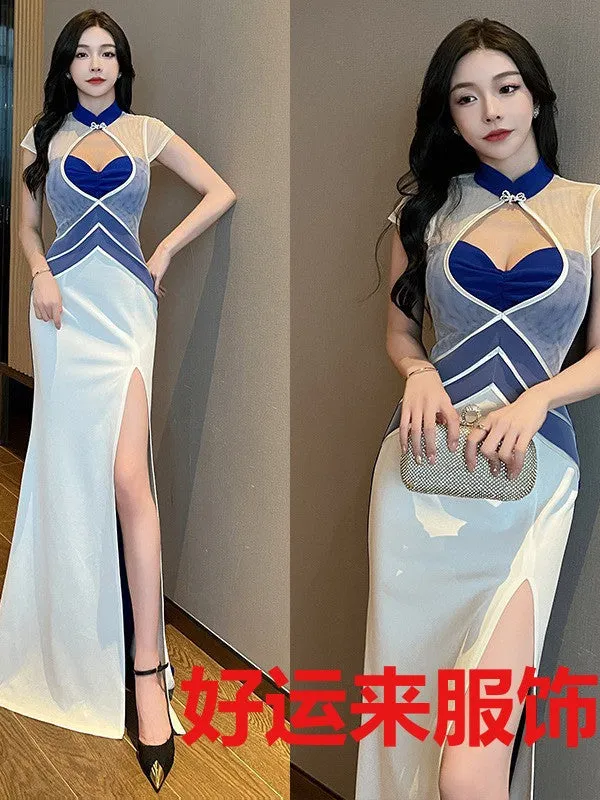 Nightclub Evening Dress Sexy Dress Long Dress Temperament KTV Glade Pedicure Work Clothes Bath Massage Workwear