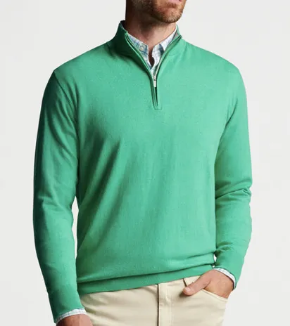 Peter Millar 1/4 Zip Crest Sweater - Aloe Green