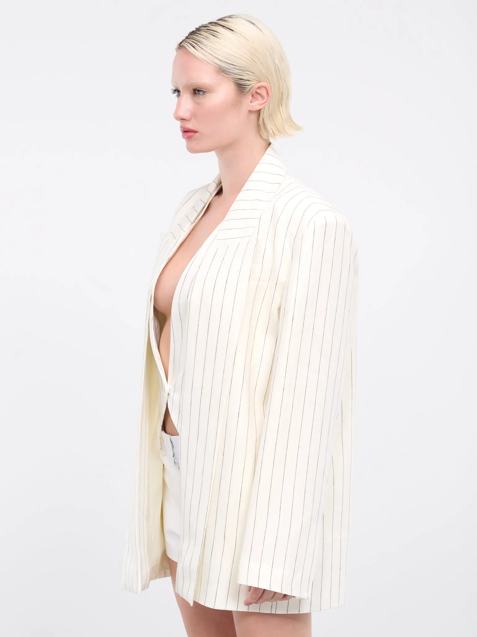 Pinstripe Linen Blazer (VEWY15001F-VYE073X-NATURAL)