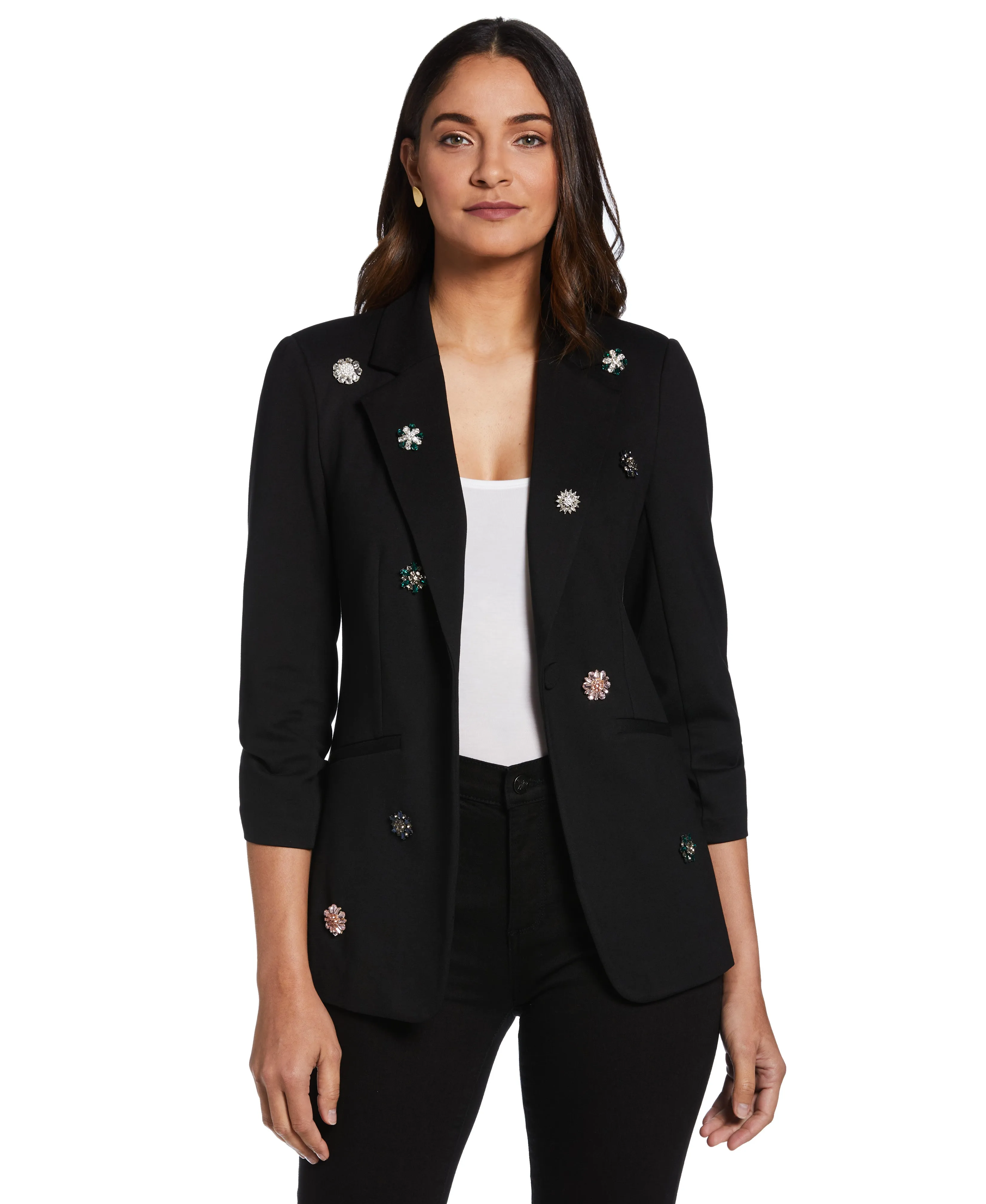 Ponte Knit Embellished Blazer