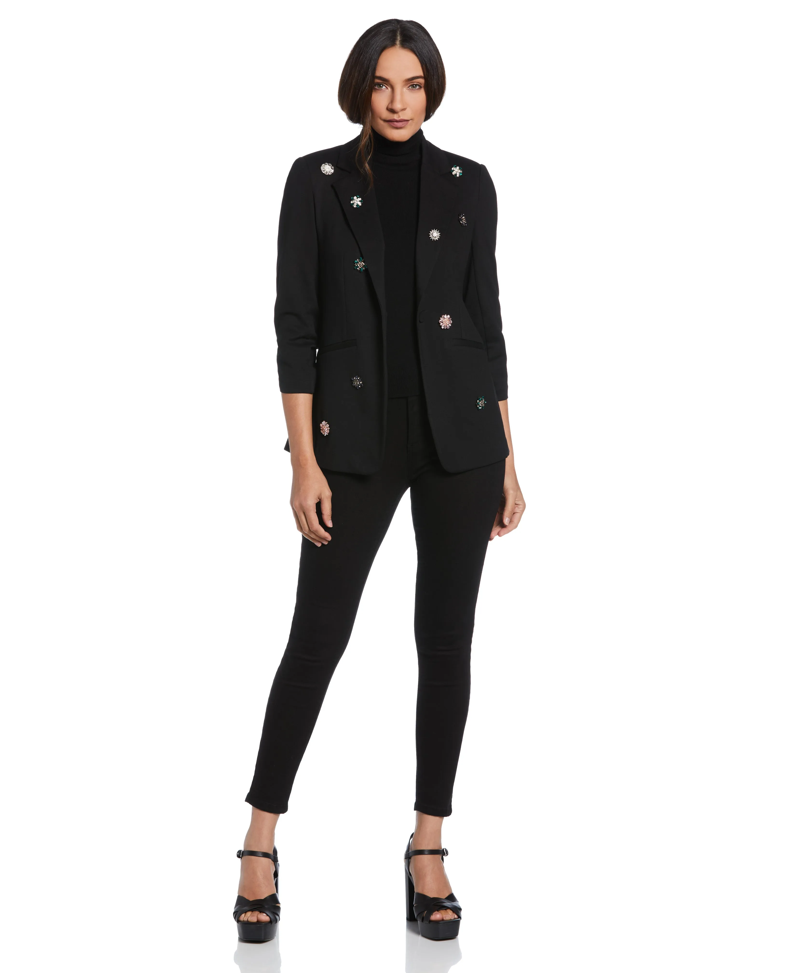 Ponte Knit Embellished Blazer