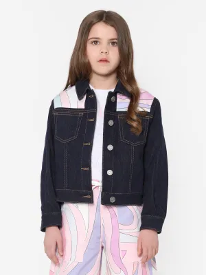 Pucci Girls Marmo Denim Jacket in Blue