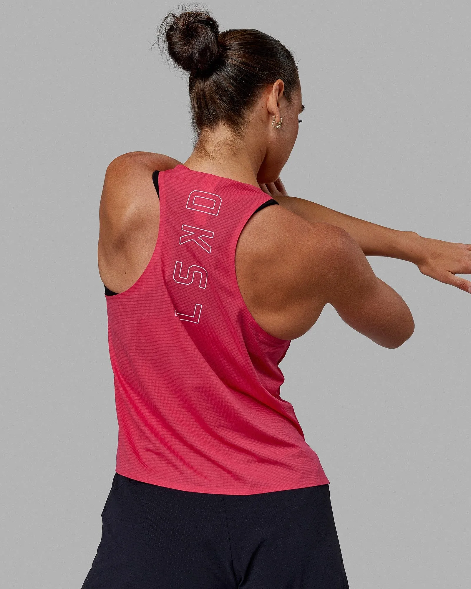 Race Day Performance Tank - Raspberry-White