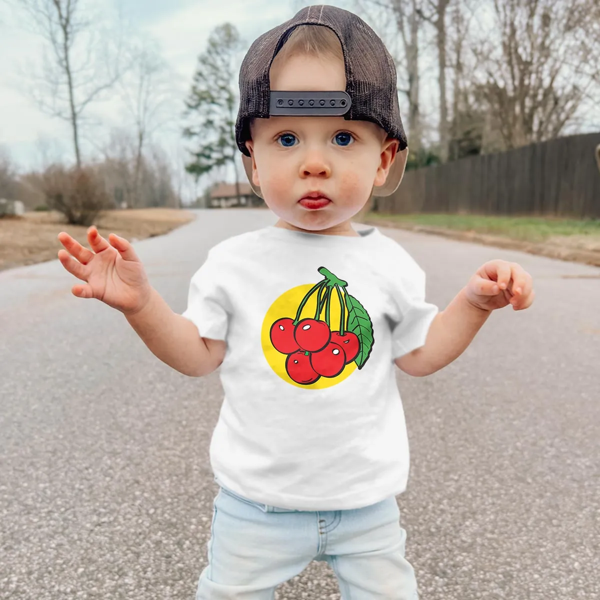 Retro Cherries Toddler T-Shirt, Unisex Toddler 2T-5/6