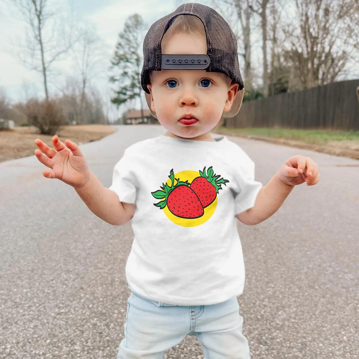 Retro Strawberries Toddler T-Shirt, Unisex Toddler 2T-5/6