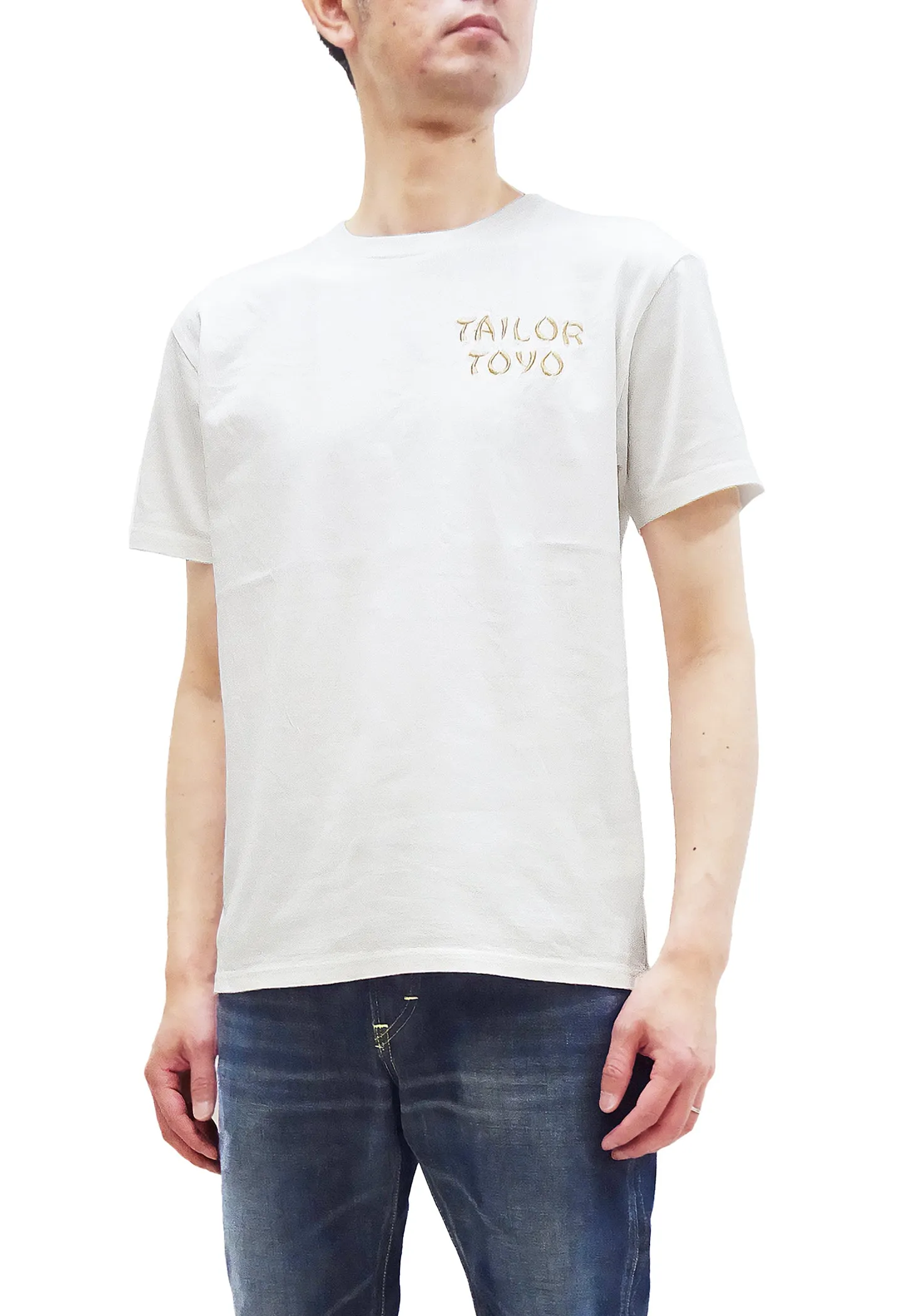 Tailor Toyo T-shirt Men's Sukajan Style Embroidered Short Sleeve Tee TT79213 101 White