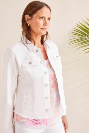 Tribal | Button-Up Jacket with Raw Edge Hem | Women's