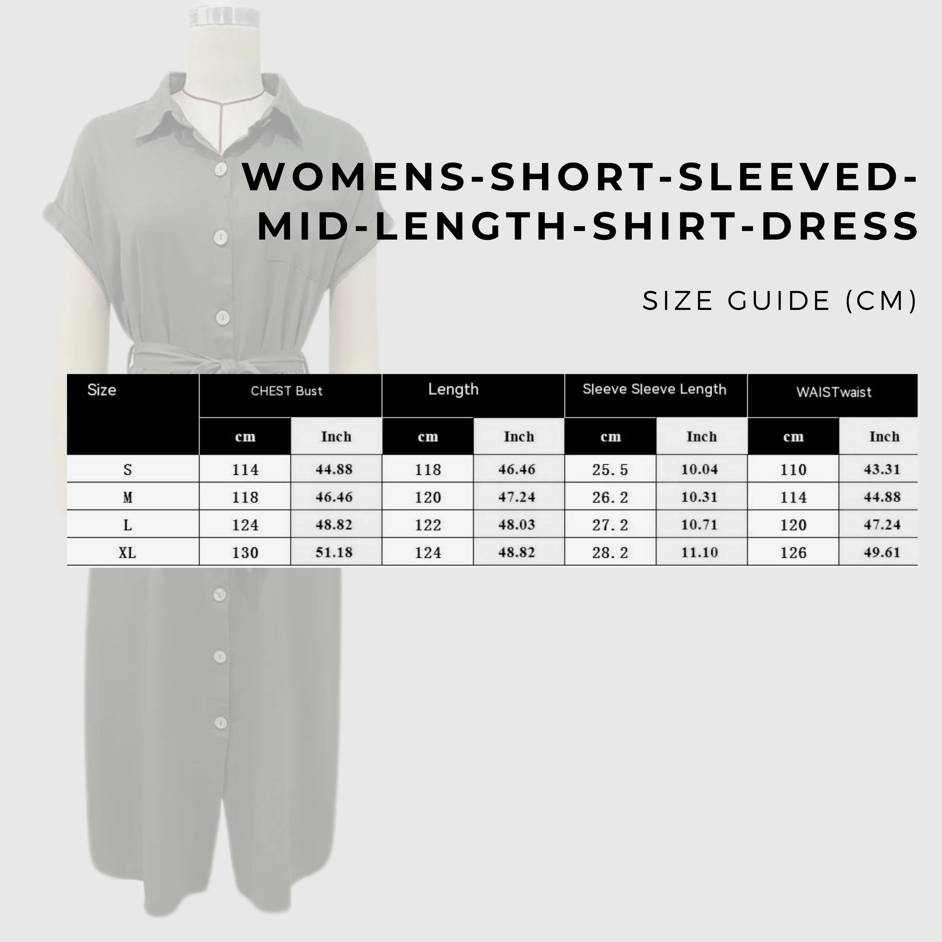 Women's Short Sleeved Mid-Length Shirt Dress