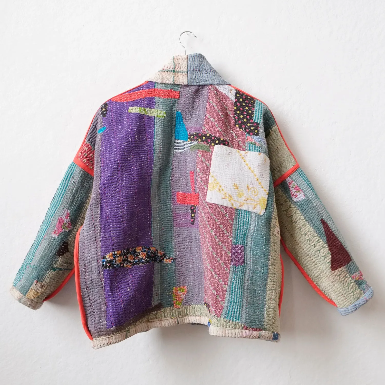 XS Blue & Tan Plaid Patchwork Anoushka Jacket LM082