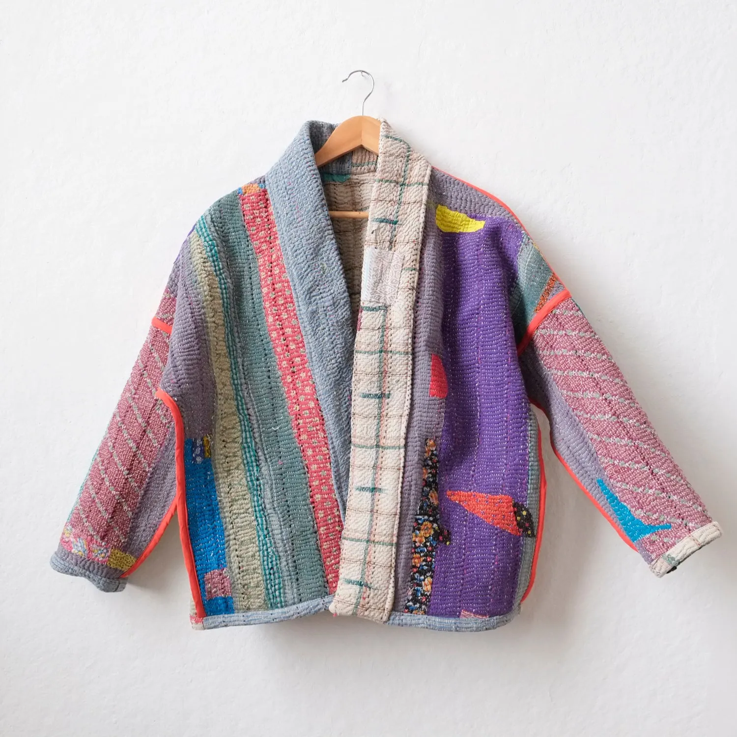 XS Blue & Tan Plaid Patchwork Anoushka Jacket LM082