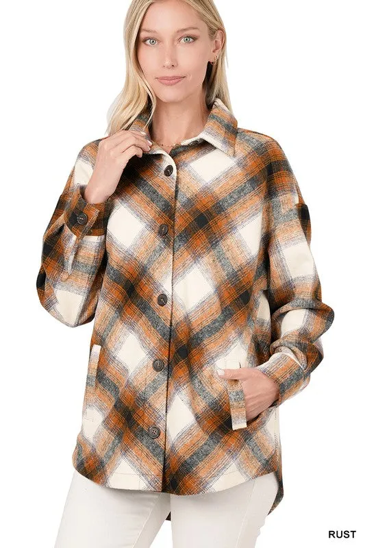 Yarn Dyed Plaid Shacket With Pockets - online exclusive